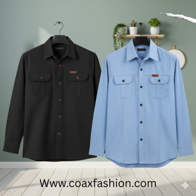 2 pc combo double Pocket Full Sleeves Panel Shirt