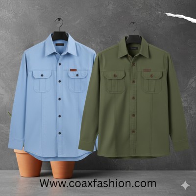 2 pc combo double Pocket Full Sleeves Panel Shirt