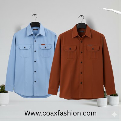2 pc combo double Pocket Full Sleeves Panel Shirt