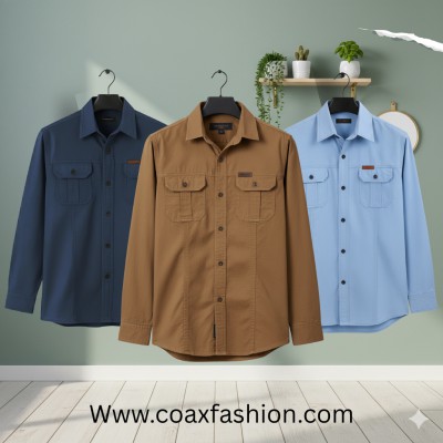 3 pc combo double Pocket Full Sleeves Panel Shirt