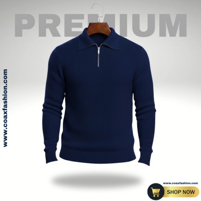 Men's Rib high Neck Sweater (Half zipper)