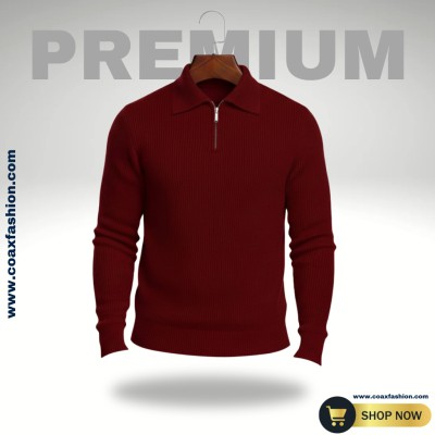 Men's Rib high Neck Sweater (Half zipper)