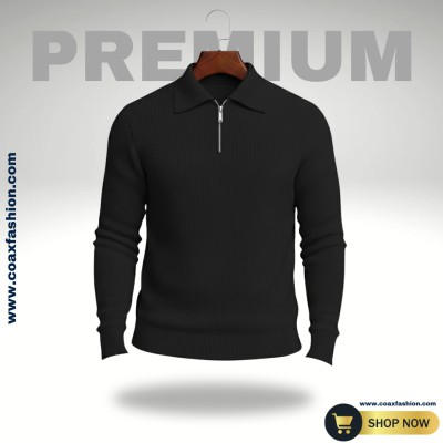 Men's Rib high Neck Sweater (Half zipper)