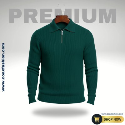 Men's Rib high Neck Sweater (Half zipper)