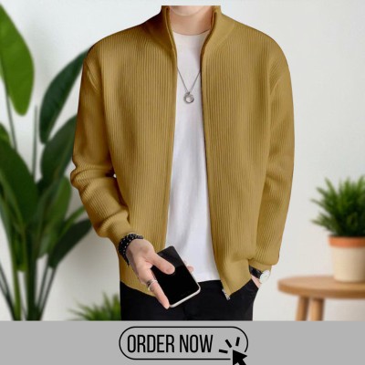 Full Zipper Ribbed Jacket.