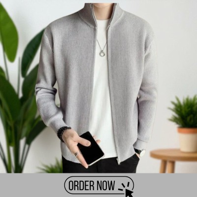 Full Zipper Ribbed Jacket.