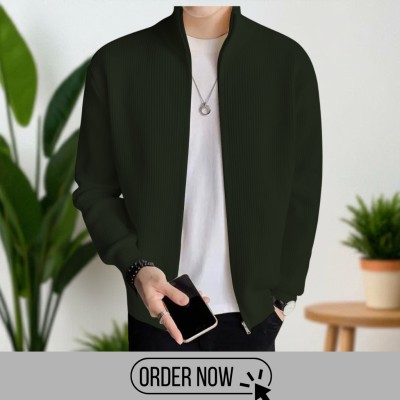 Full Zipper Ribbed Jacket.