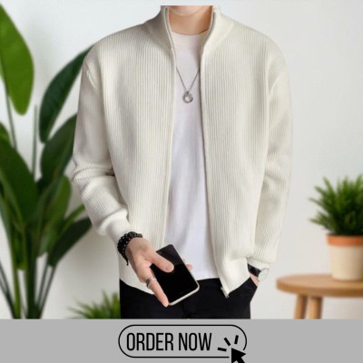 Full Zipper Ribbed Jacket.