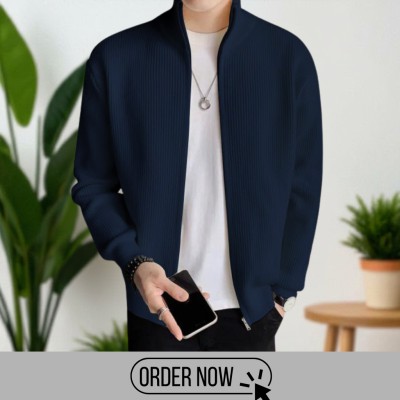 Full Zipper Ribbed Jacket.