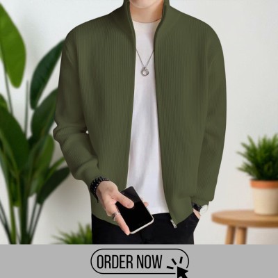 Full Zipper Ribbed Jacket.