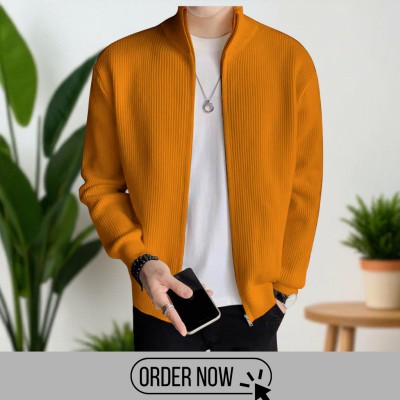 Full Zipper Ribbed Jacket.