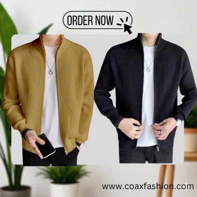 2 pc Full Zipper Ribbed Jacket.