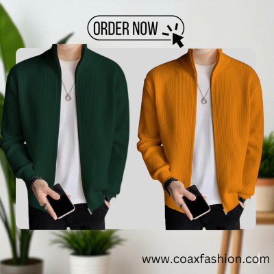 2 pc Full Zipper Ribbed Jacket.