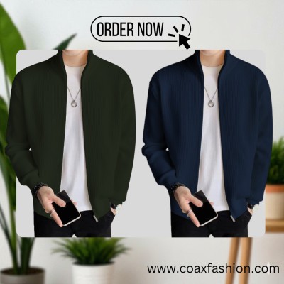 2 pc Full Zipper Ribbed Jacket.