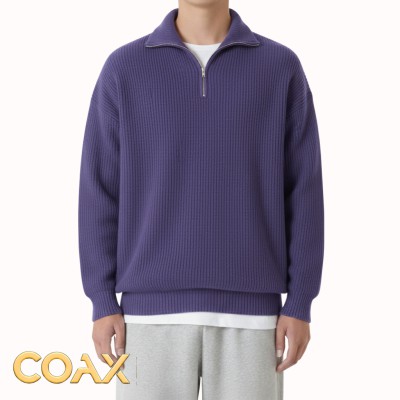 Premium Men's Rib high Neck Sweater (Half zipper)