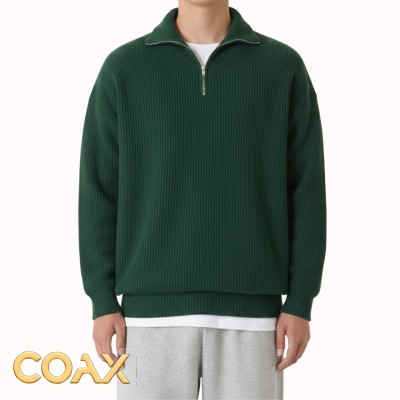 Premium Men's Rib high Neck Sweater (Half zipper)