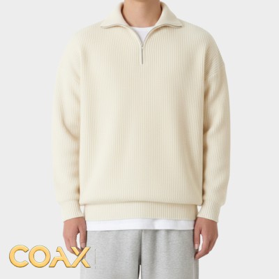 Premium Men's Rib high Neck Sweater (Half zipper)