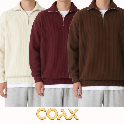 3 pc combo Premium Men's Rib high Neck Sweater (Half zipper)