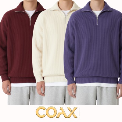 3 pc combo Premium Men's Rib high Neck Sweater (Half zipper)