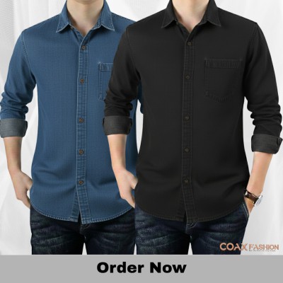 2 PC COMBO SINGLE POCKET DENIM SHIRT