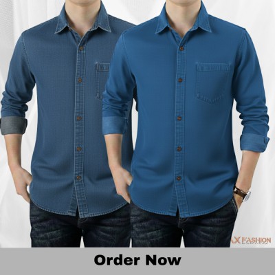 2 PC COMBO SINGLE POCKET DENIM SHIRT