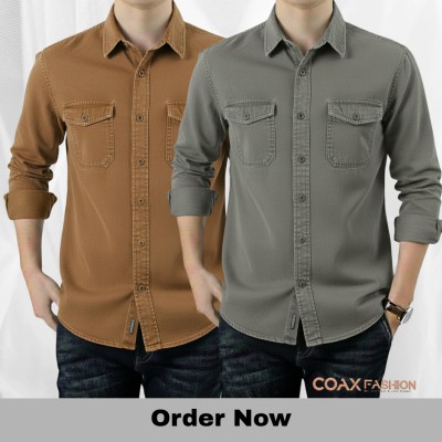 2 Pc Combo Premium Double Pocket Denim Shirt