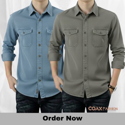 2 Pc Combo Premium Double Pocket Denim Shirt