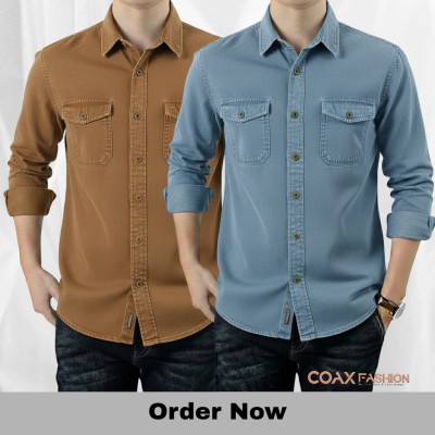 2 Pc Combo Premium Double Pocket Denim Shirt