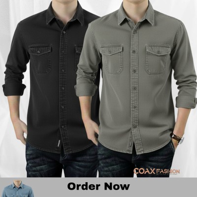 2 Pc Combo Premium Double Pocket Denim Shirt