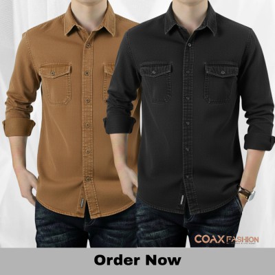 2 Pc Combo Premium Double Pocket Denim Shirt