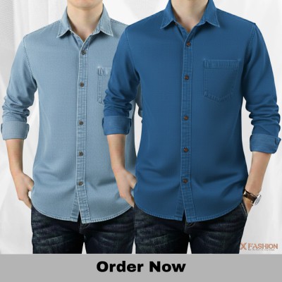 2 PC COMBO SINGLE POCKET DENIM SHIRT
