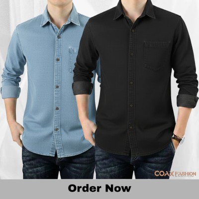 2 PC COMBO SINGLE POCKET DENIM SHIRT