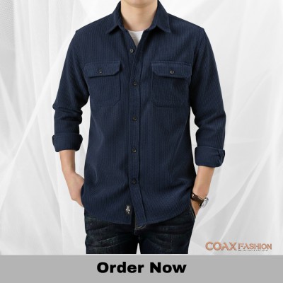 Corduroy Fabrics Double pocket long sleeve shirt