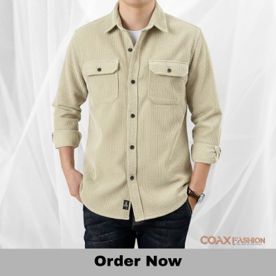 Corduroy Fabrics Double pocket long sleeve shirt