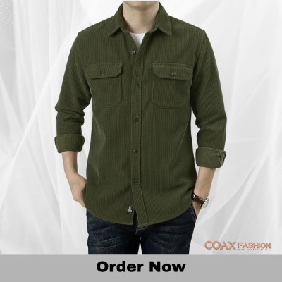 Corduroy Fabrics Double pocket long sleeve shirt