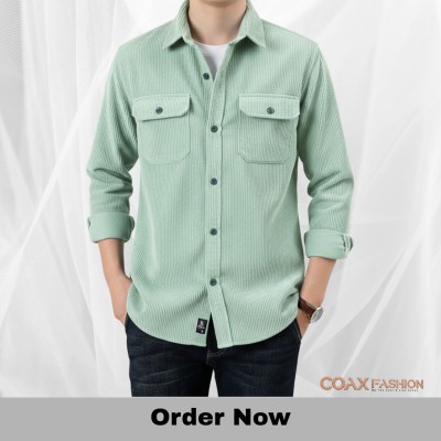 Corduroy Fabrics Double pocket long sleeve shirt