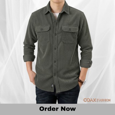 Corduroy Fabrics Double pocket long sleeve shirt