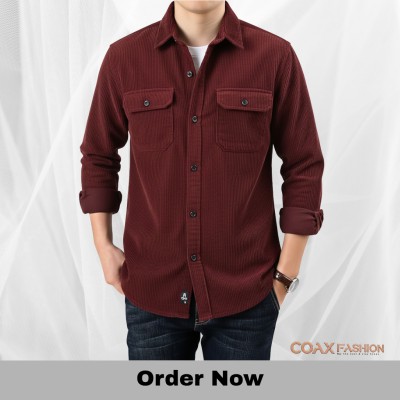 Corduroy Fabrics Double pocket long sleeve shirt
