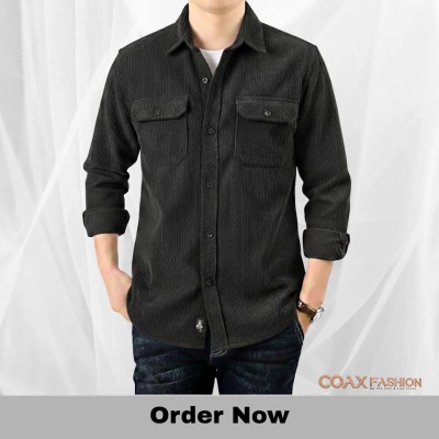 Corduroy Fabrics Double pocket long sleeve shirt