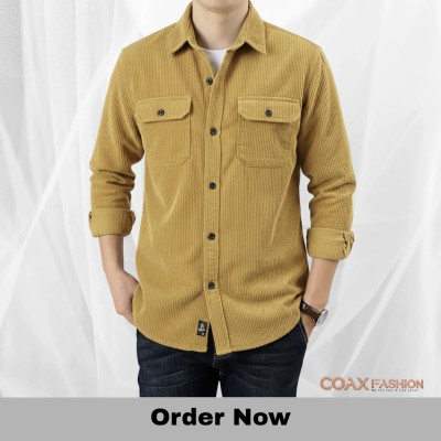 Corduroy Fabrics Double pocket long sleeve shirt
