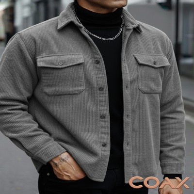 Corduroy Fabrics Double pocket long sleeve shirt