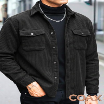 Corduroy Fabrics Double pocket long sleeve shirt