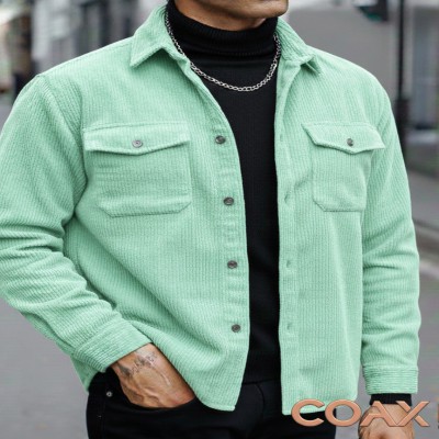 Corduroy Fabrics Double pocket long sleeve shirt