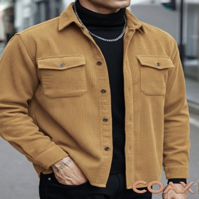 Corduroy Fabrics Double pocket long sleeve shirt
