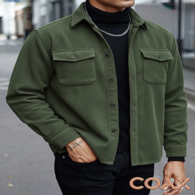 Corduroy Fabrics Double pocket long sleeve shirt
