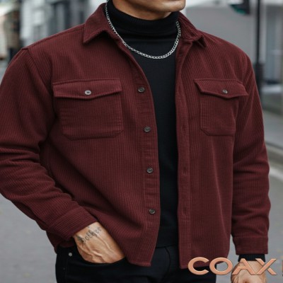 Corduroy Fabrics Double pocket long sleeve shirt