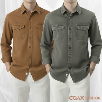 2 pc combo Premium Double Pocket Denim Shirt
