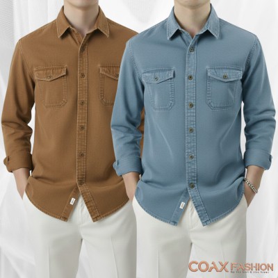 2 pc combo Premium Double Pocket Denim Shirt