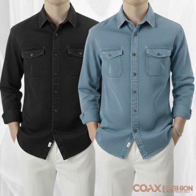 2 pc combo Premium Double Pocket Denim Shirt