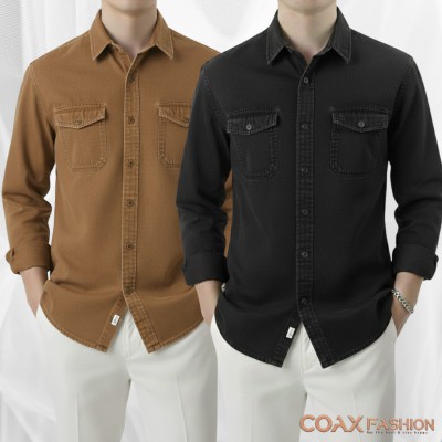 2 pc combo Premium Double Pocket Denim Shirt
